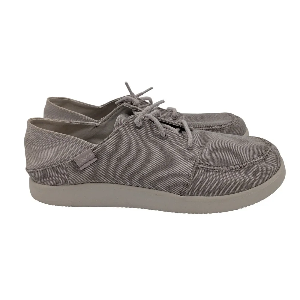 Chaco Paonia Loafer Womens 10 Gray Canvas Lace Up Luvseat Footbed JCH109148